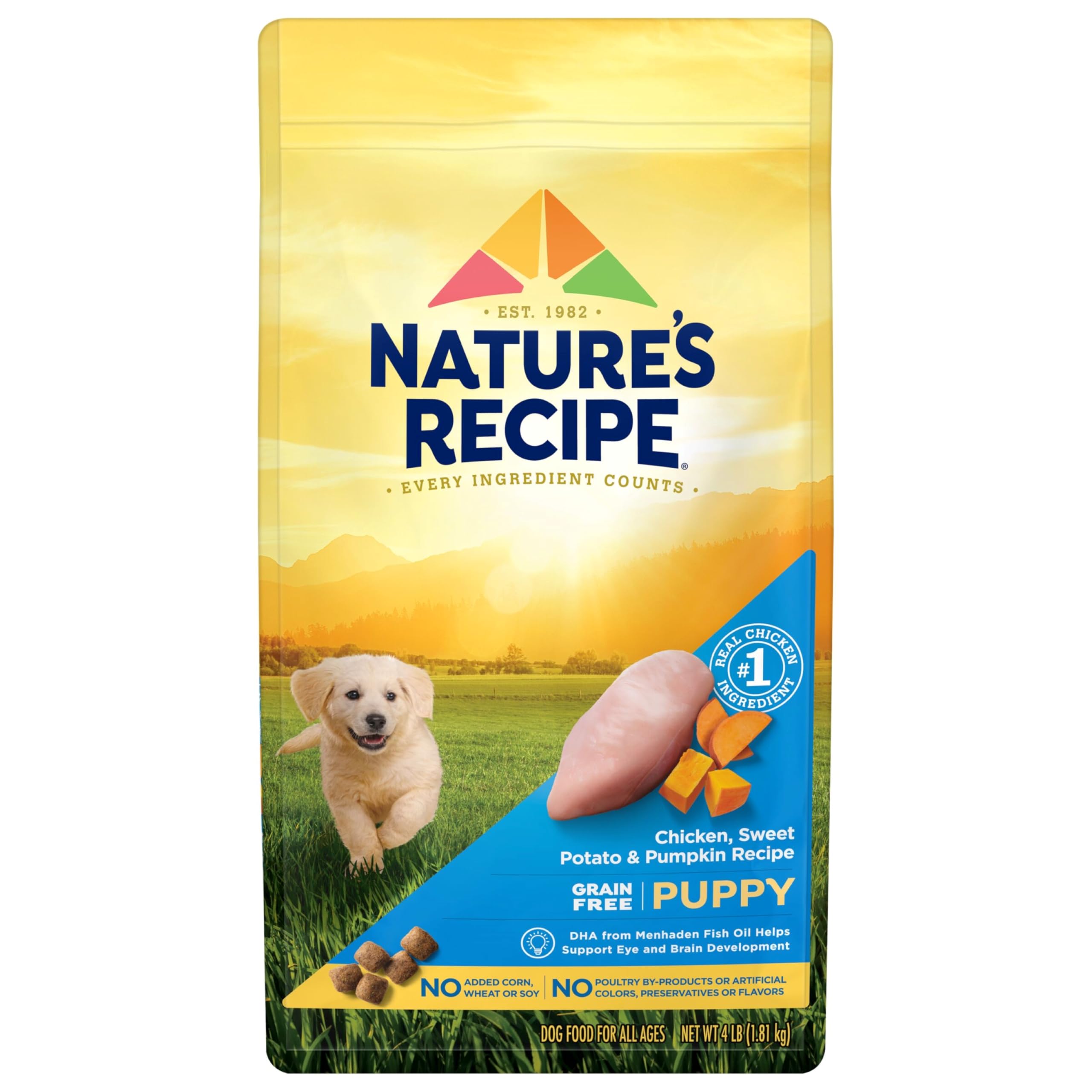 Nature's Recipe cachorros sin grano, bolsa de 4 lb para alimentación diaria