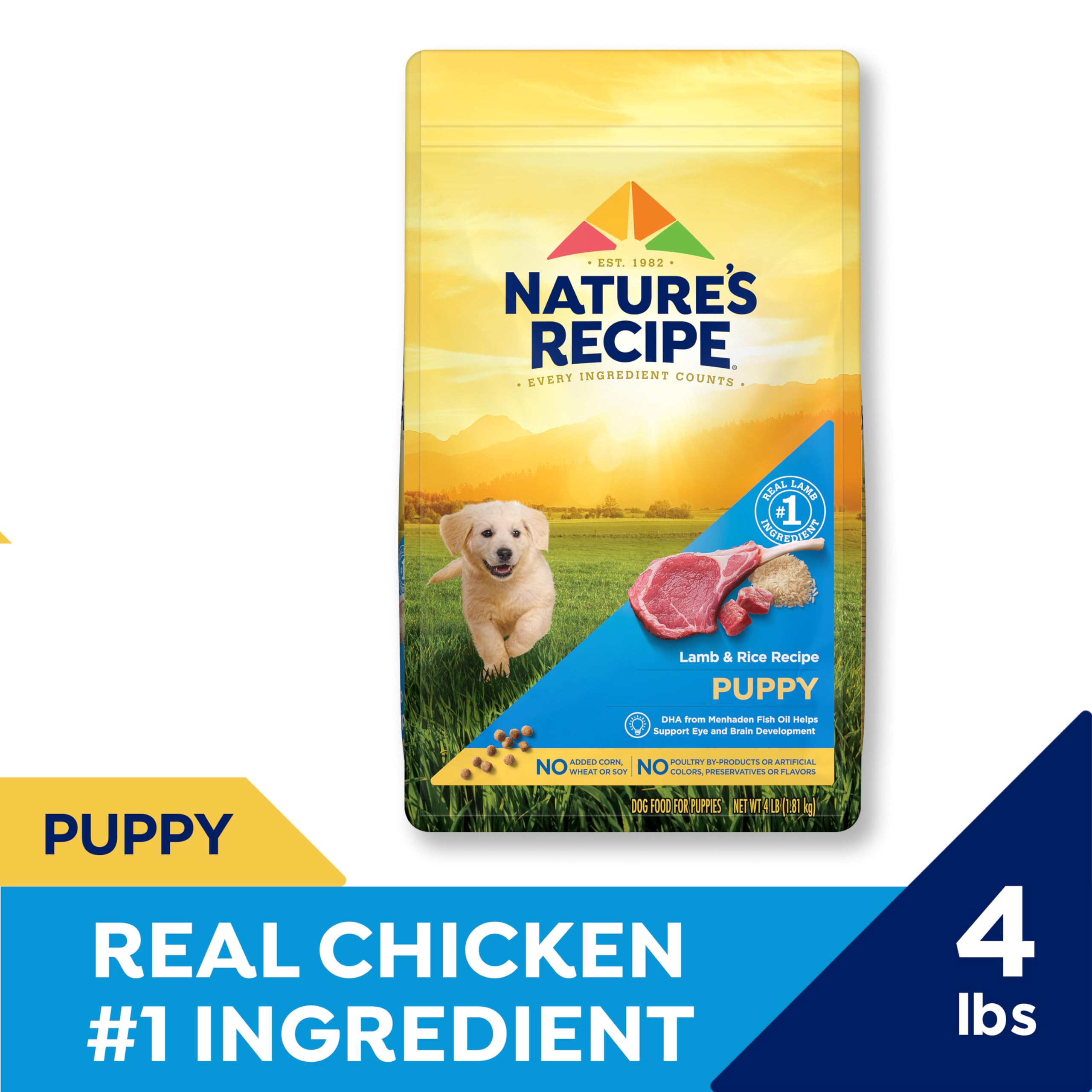 Nature's Recipe pollo real como ingrediente principal para cachorros
