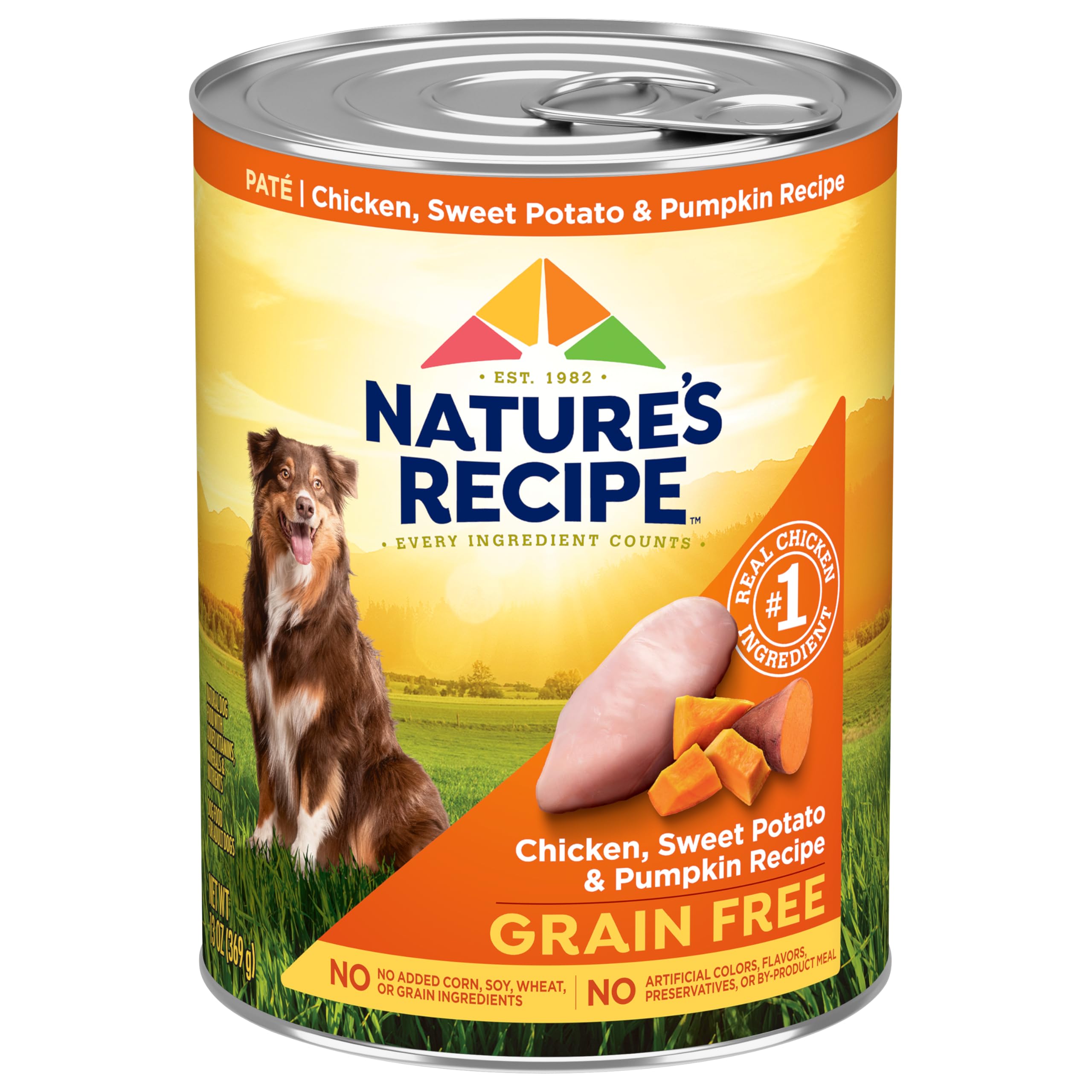 Nature’s Recipe: pollo como ingrediente principal en comida húmeda para perros.