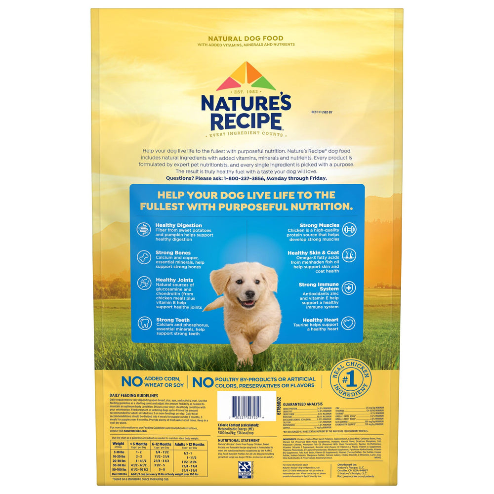 Nature's Recipe Puppy camote y calabaza, fuente natural de fibra