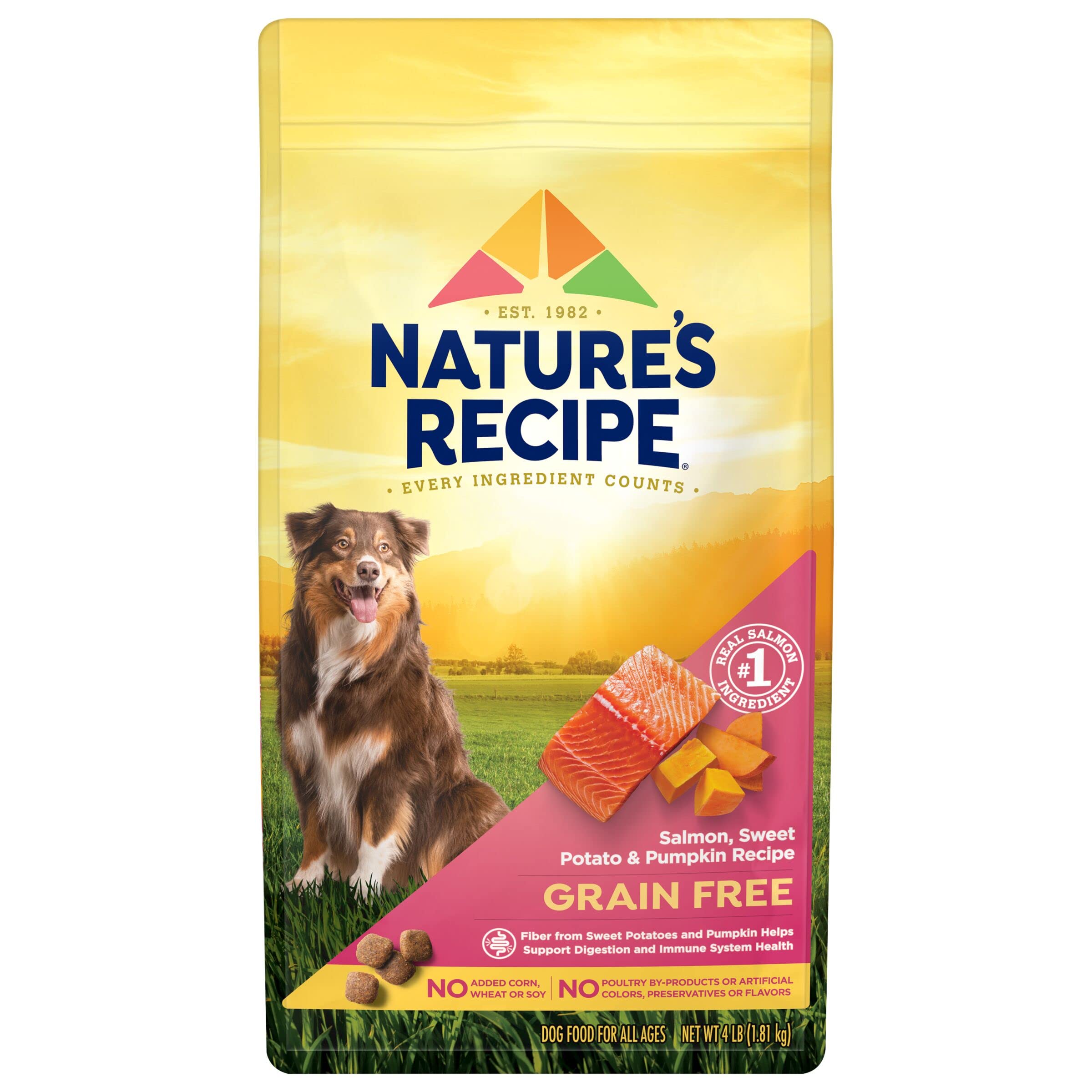 Nature's Recipe salmón como ingrediente principal en bolsa de 4 libras para perros
