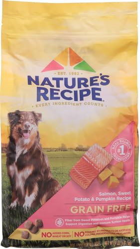 Nature's Recipe salmón como proteína destacada en comida canina