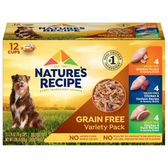 Nature's Recipe sin cereales pollo receta en caldo sabroso para perros activos