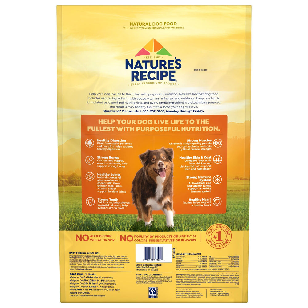 Nature's Recipe sin maíz, trigo ni soja para dieta limpia.