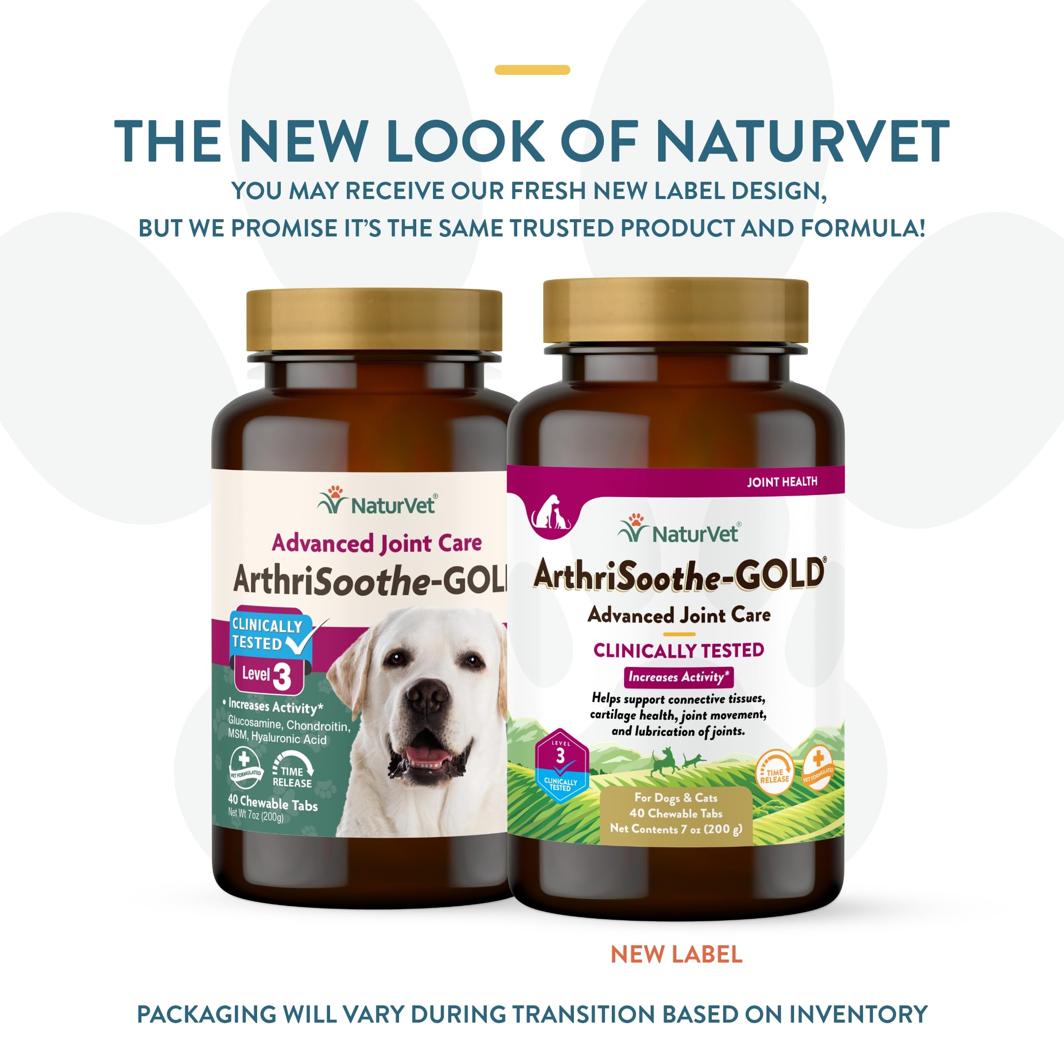 NaturVet ArthriSoothe-GOLD, tabletas masticables, sabor agradable para perros y gatos