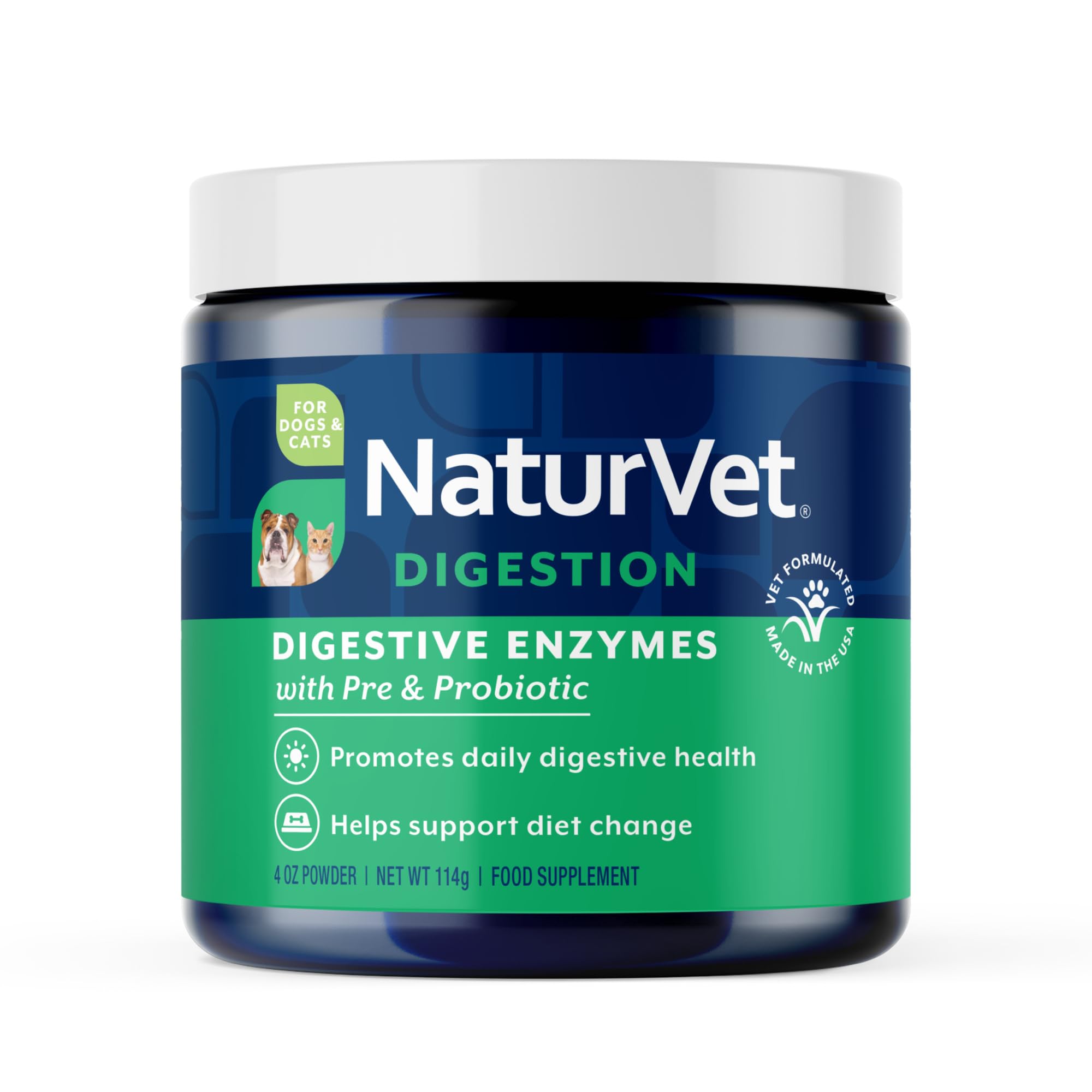 NaturVet Enzimas Digestivas para perros, bote, apoyo diario a la digestión