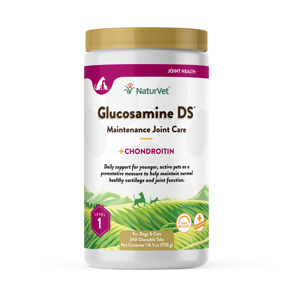 NaturVet Glucosamina DS Nivel 1 tabletas masticables para movilidad diaria