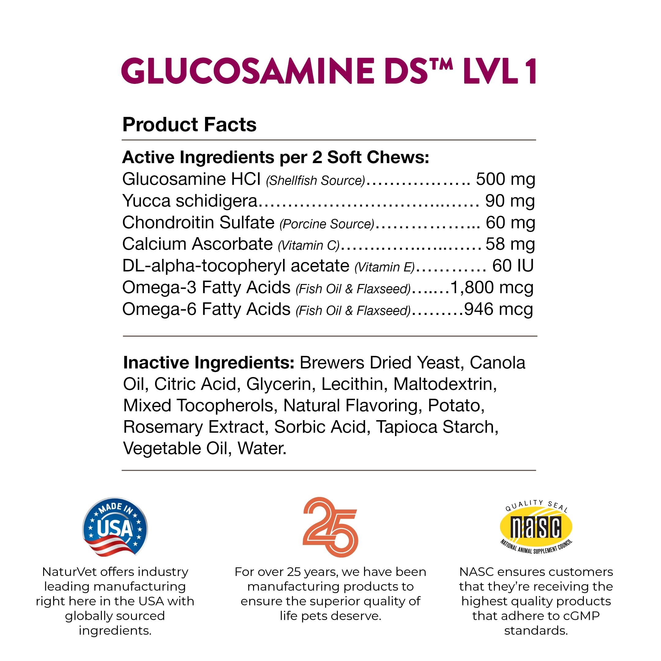 NaturVet Glucosamine DS Nivel 1: rutina diaria para animales activos