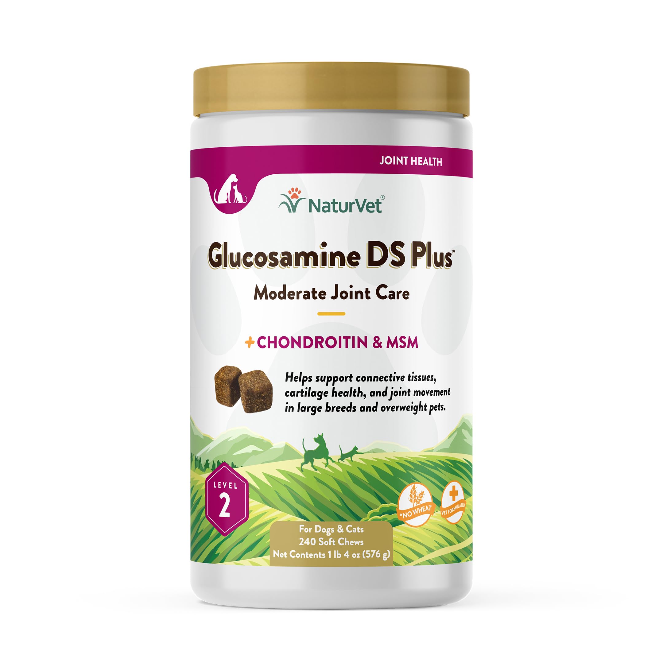 NaturVet Glucosamine DS Plus: botella de masticables suaves para apoyar articulaciones