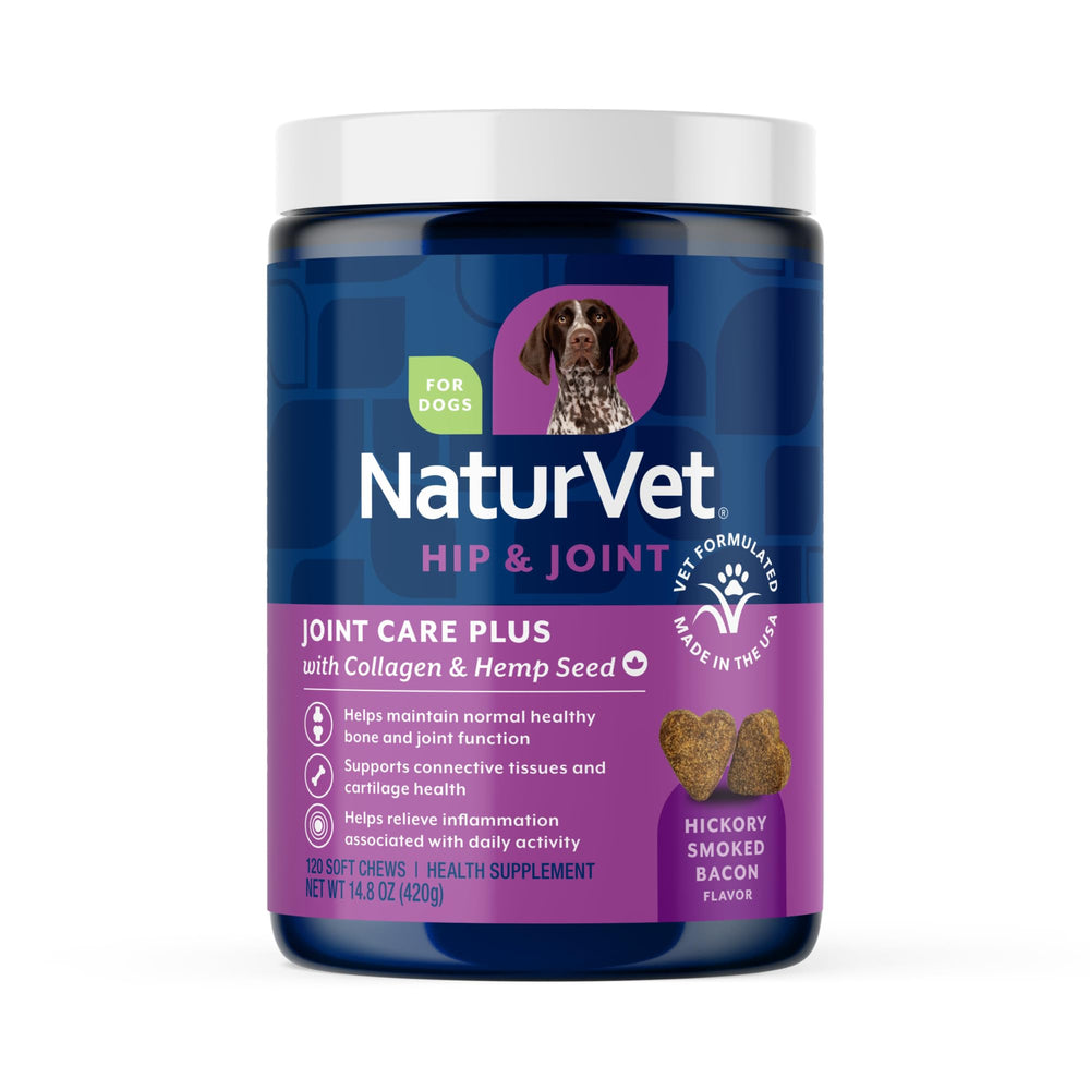 NaturVet Hemp Advanced Joint Health para perros: empaque a la vista y soporte articular