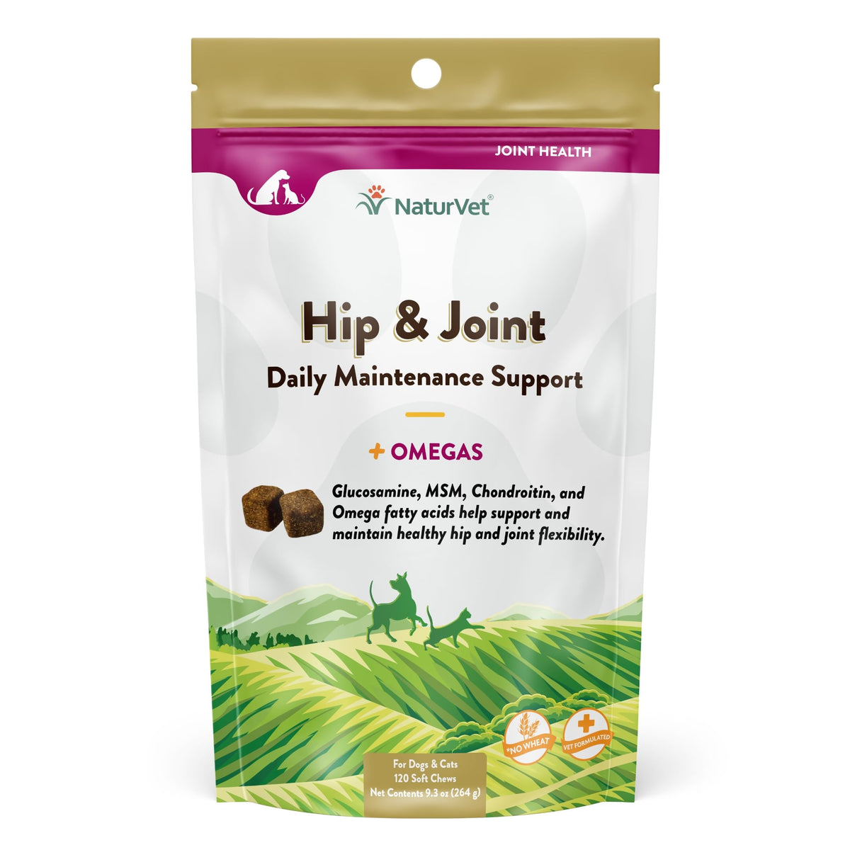 NaturVet masticables para caderas y articulaciones en bolsa de 120 para uso diario