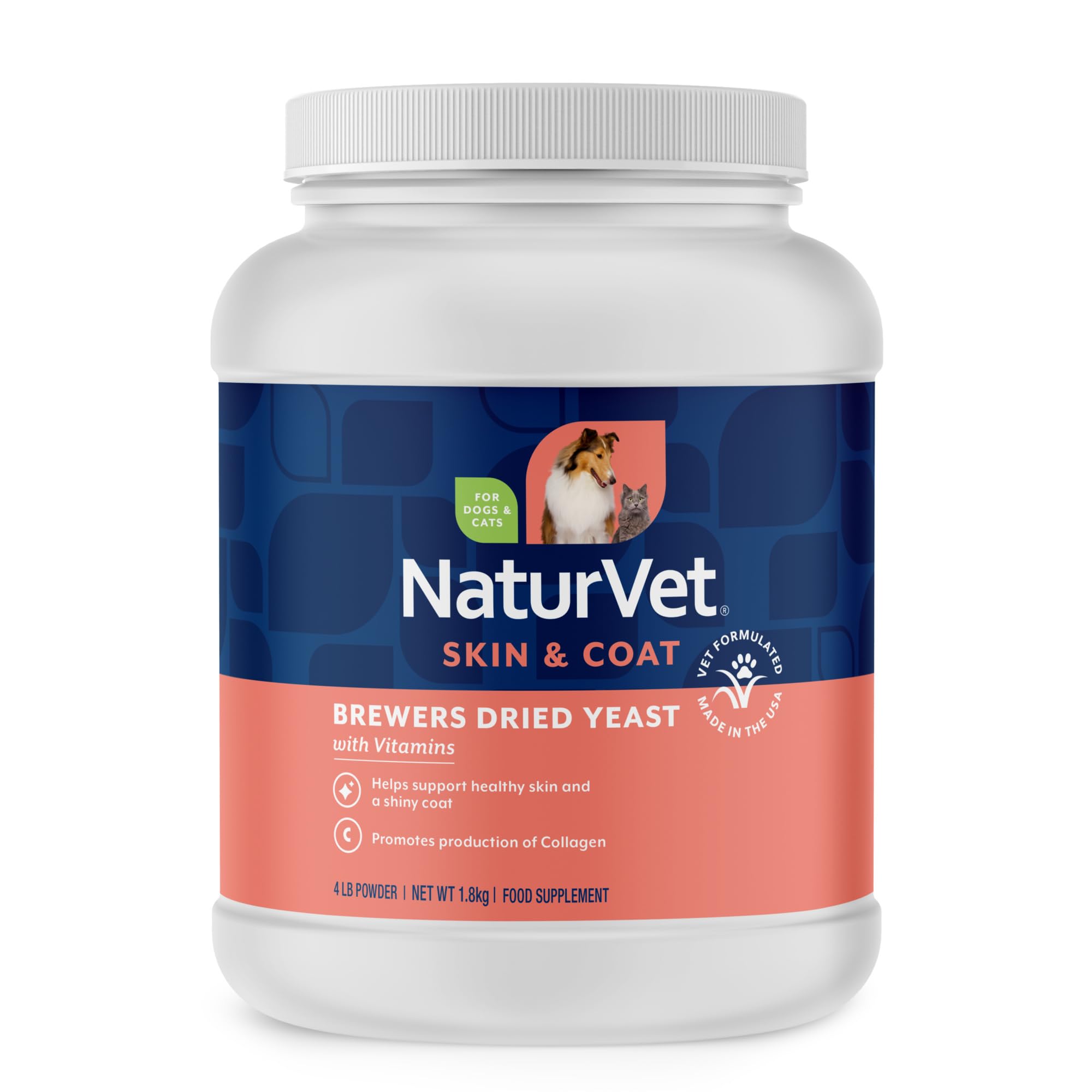 NaturVet levadura de cerveza deshidratada con ajo en polvo para pelaje más saludable.