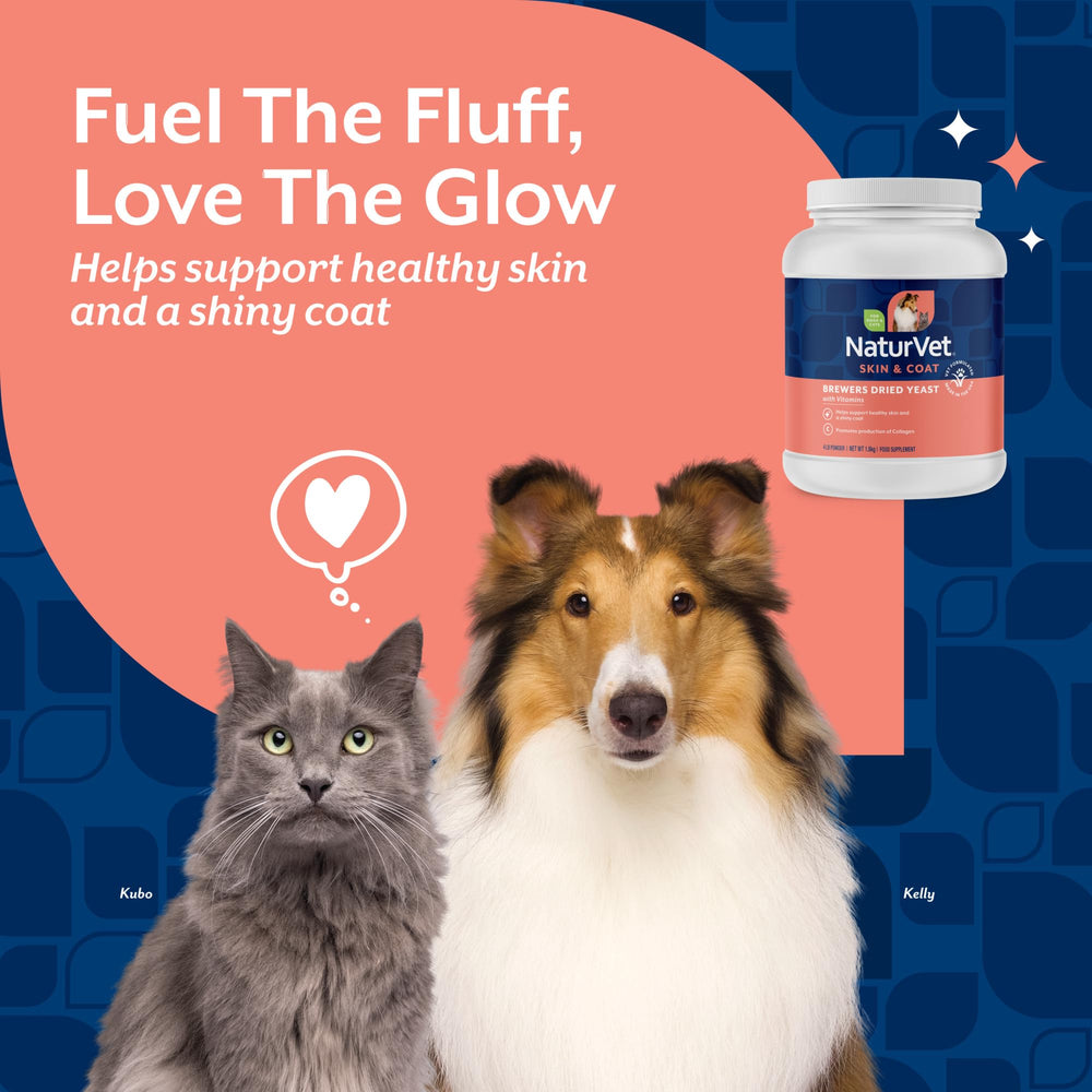 NaturVet levadura con ajo para perros y gatos, sabor agradable para la hora de la comida.