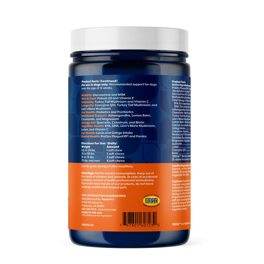 NaturVet masticables sabor tocino ahumado, aptos para consumo diario.