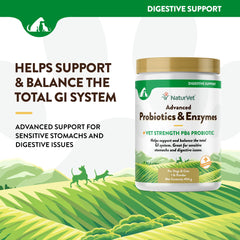 NaturVet probiotico PB6 en polvo para perros y gatos, soporte digestivo.