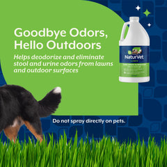 NaturVet rociado en patio con citronela, aroma fresco y superficie agradable.