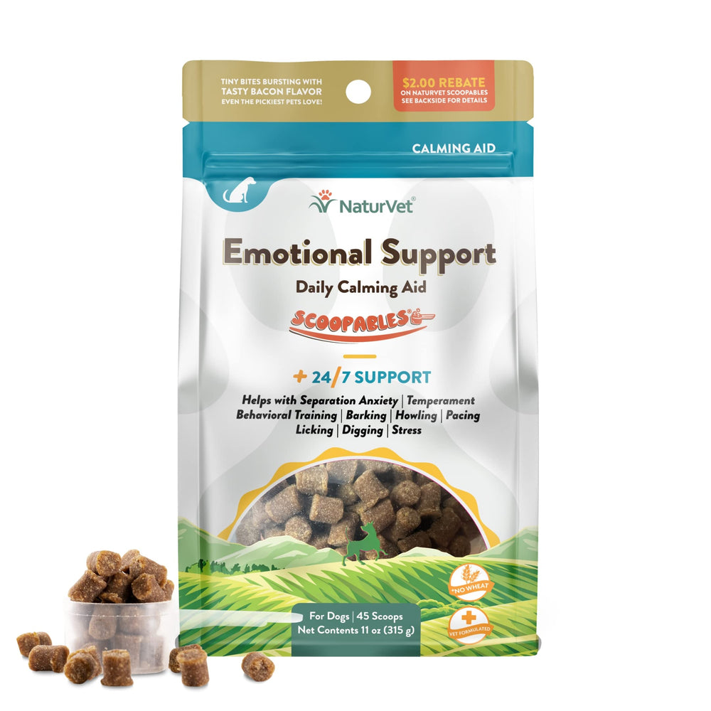 NaturVet Scoopables envase 11oz, ideal para dosis diarias que promueven la calma.