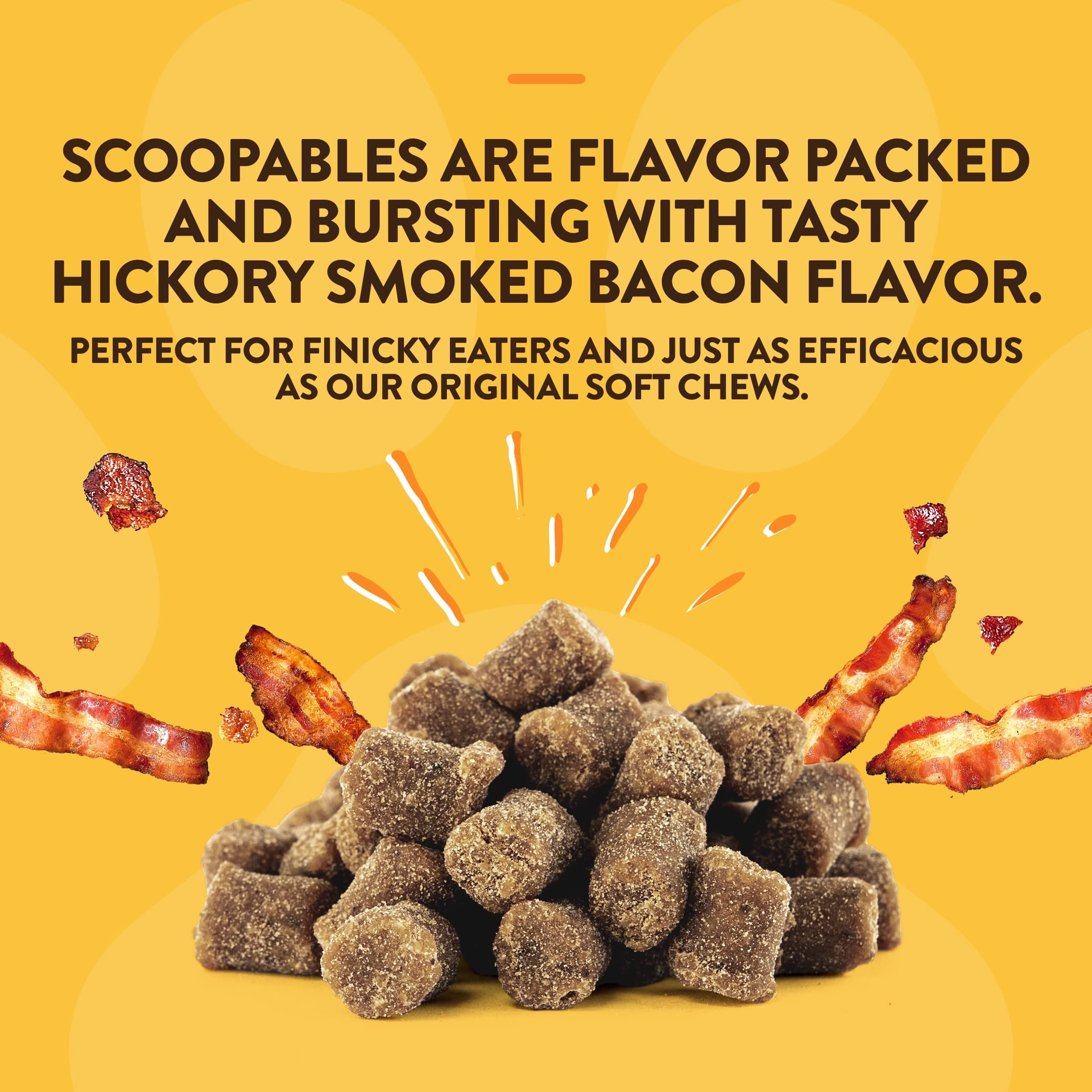 NaturVet Scoopables servido sobre comida de perro, sabor agradable.