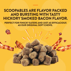 NaturVet Scoopables servido sobre comida de perro, sabor agradable.