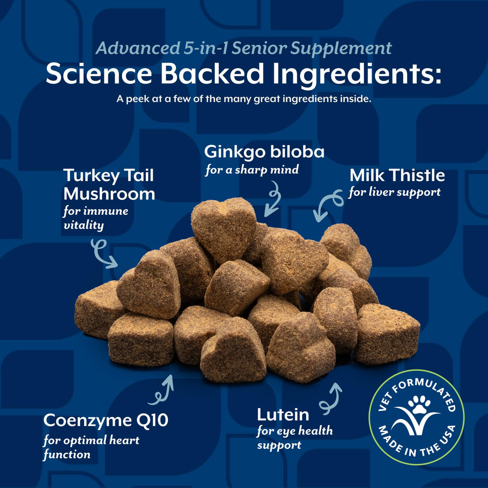 NaturVet Senior Advanced: ingredientes ginkgo biloba y luteína para apoyo ocular