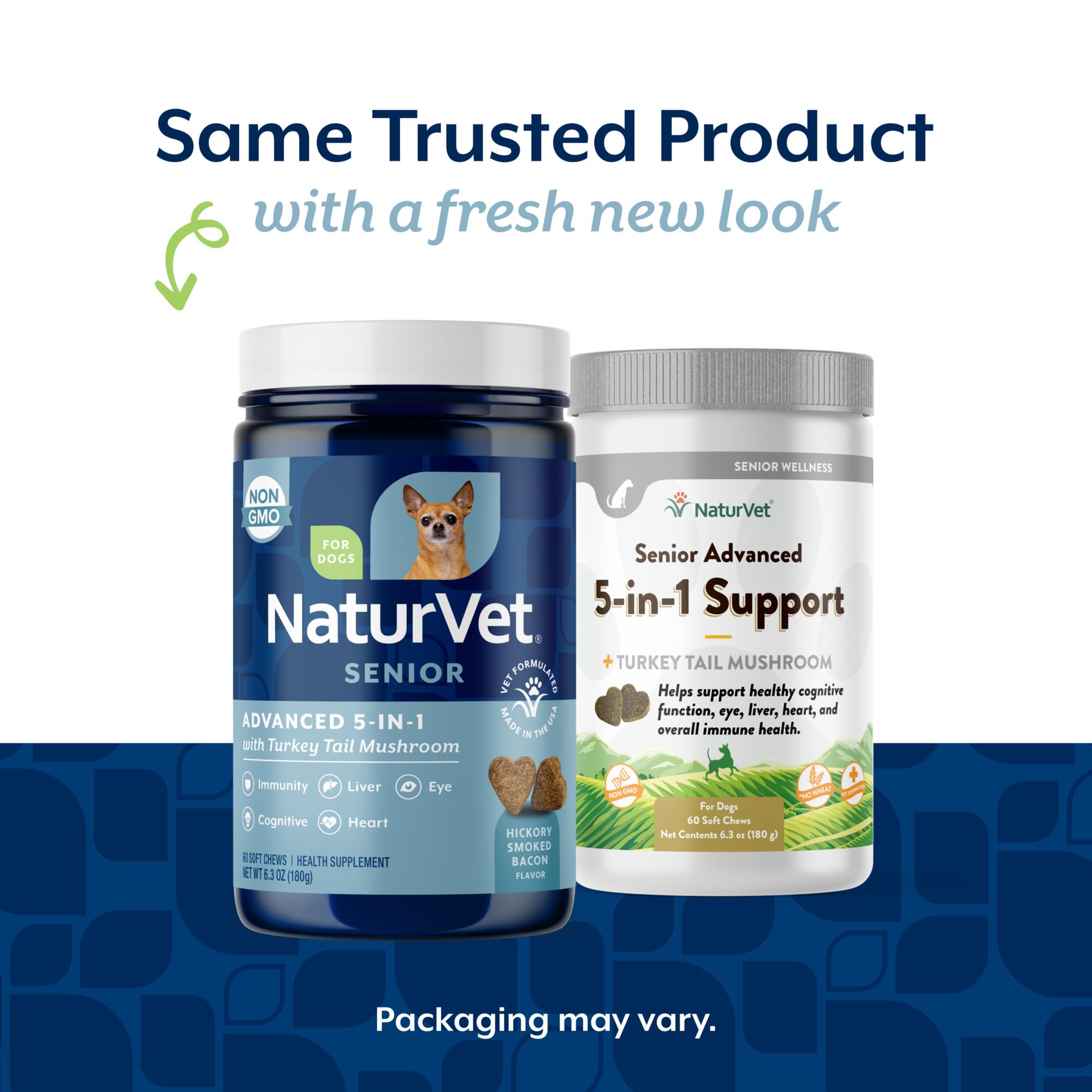 NaturVet Senior Advanced 5-en-1, masticables, sabor agradable para uso diario
