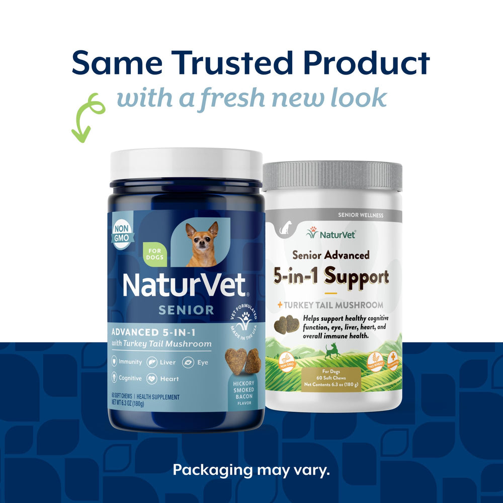 NaturVet Senior Advanced 5-en-1, masticables, sabor agradable para uso diario