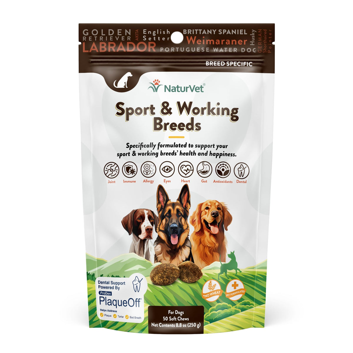 NaturVet Sport: empaque y presentación del suplemento para perros activos