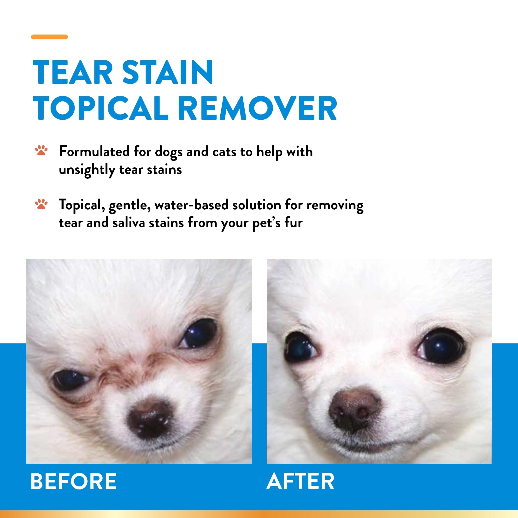 NaturVet Eliminador de manchas por lágrimas con Aloe – fórmula a base de agua para limpieza suave