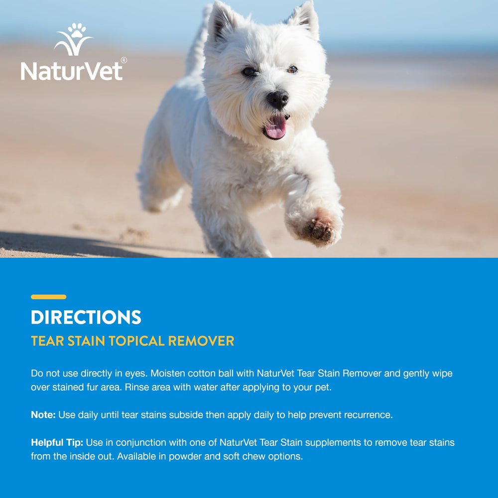 NaturVet Eliminador de manchas por lágrimas con Aloe – cuidado suave para piel sensible