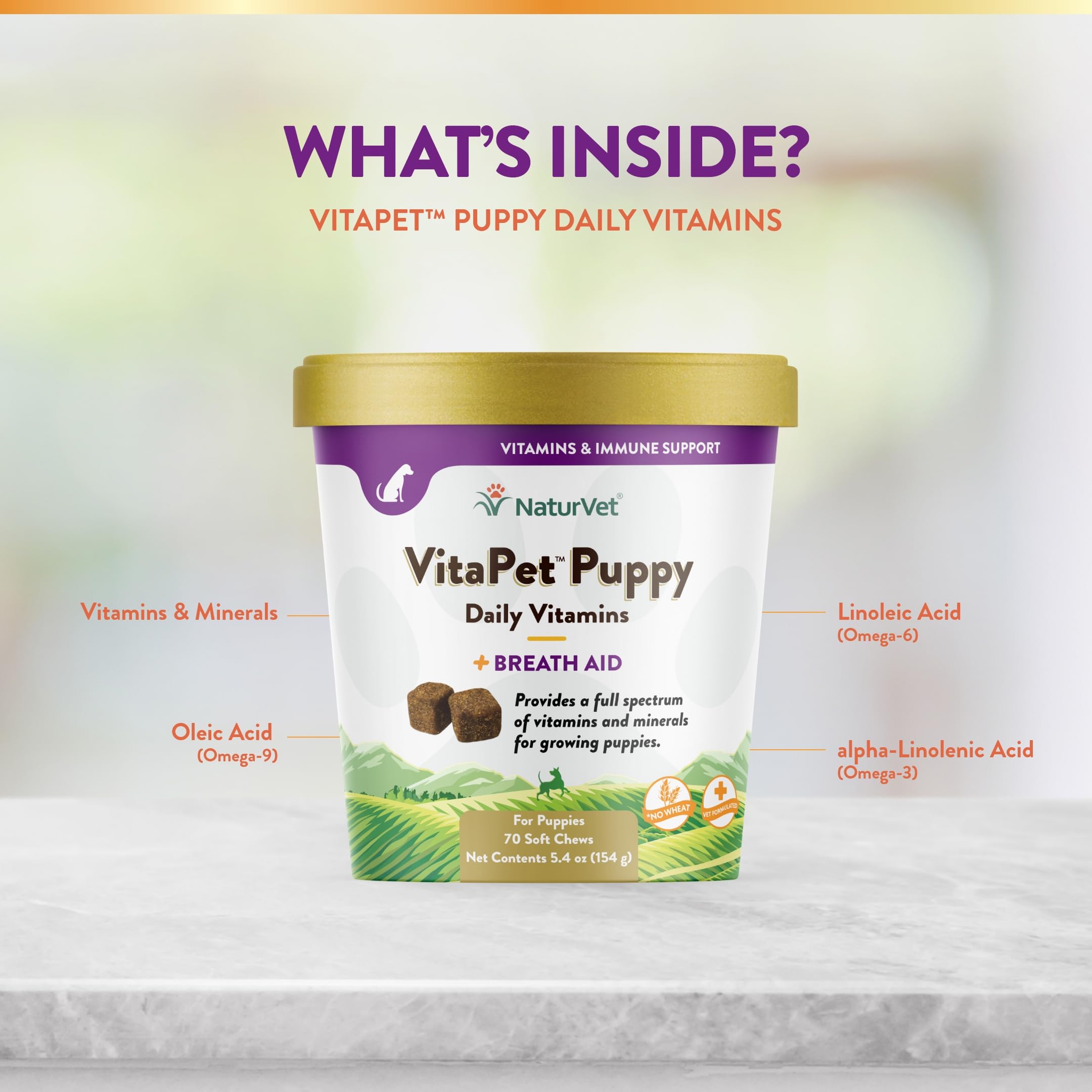 NaturVet VitaPet aceites omega para un pelaje brillante.