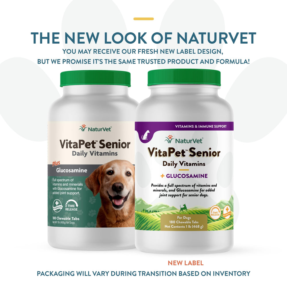 NaturVet VitaPet Senior bote 180 tabletas para uso diario.