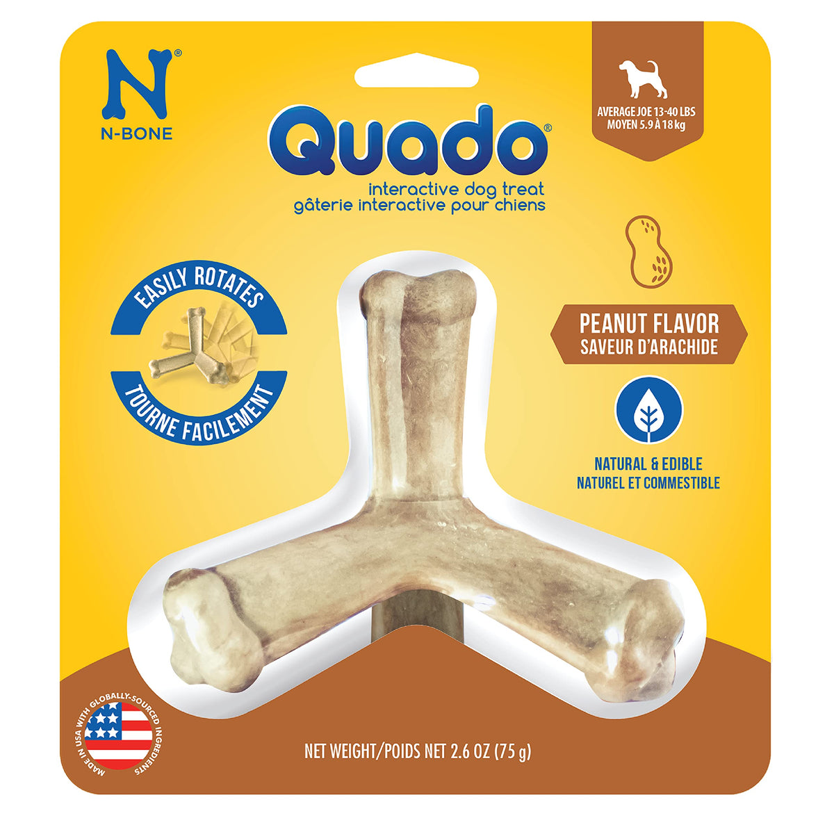N-Bone Quado masticable-interactivo en acción para perros activos