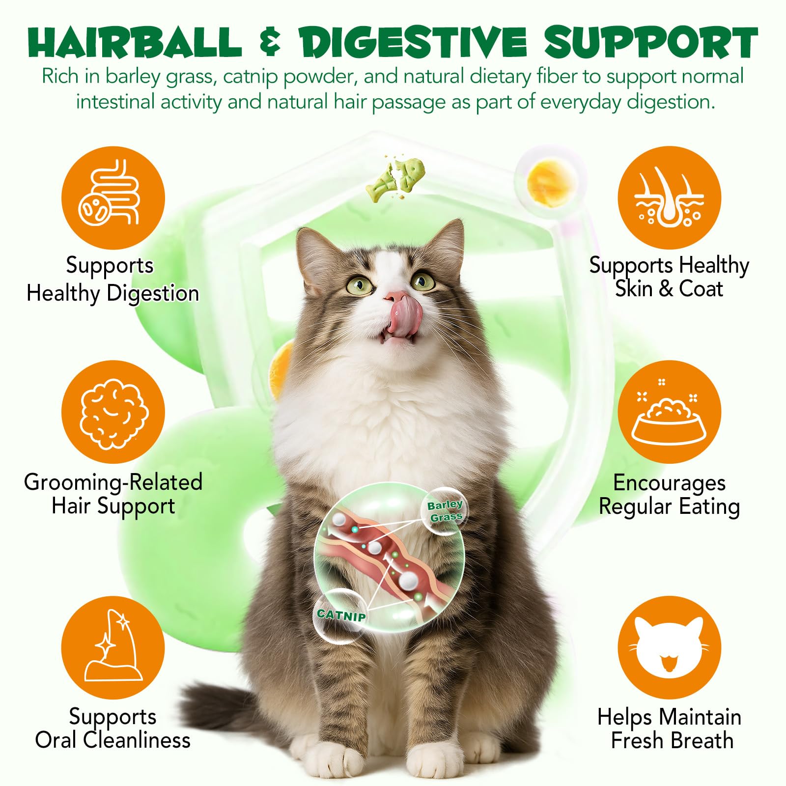 NBTREKTIE Gato de interior, hierba natural en snack para hábitos saludables.