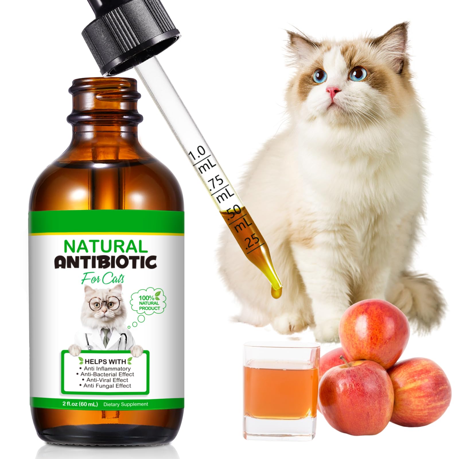 NBTREKTIE remedio natural para gatos, bote de 60 ml facilita uso diario.