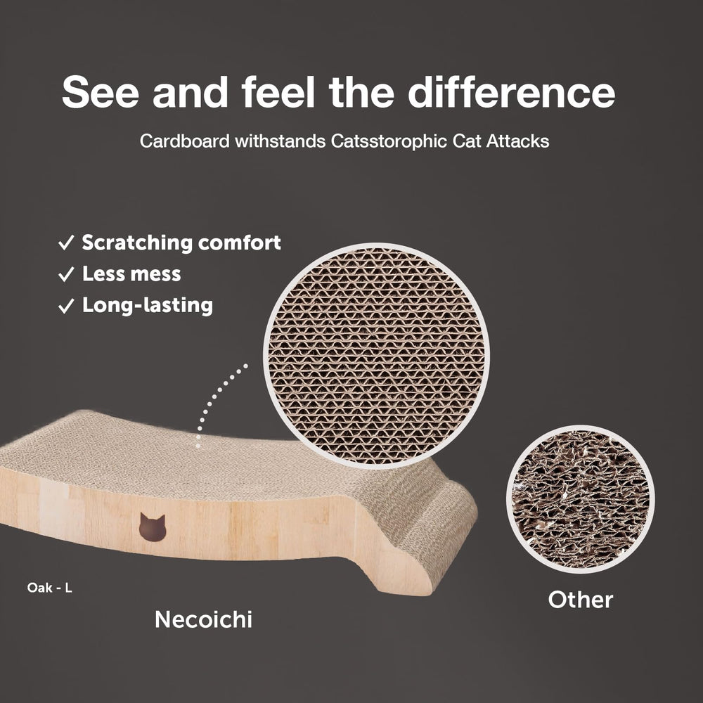 Necoichi Cama de Roble curvada, rascador y cama para gatos grandes, soporte estable.