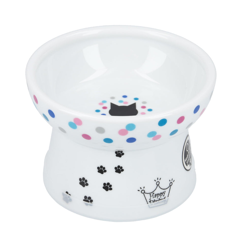 Necoichi cuenco elevado para gatos, puntos coloridos, cómodo para comer y beber
