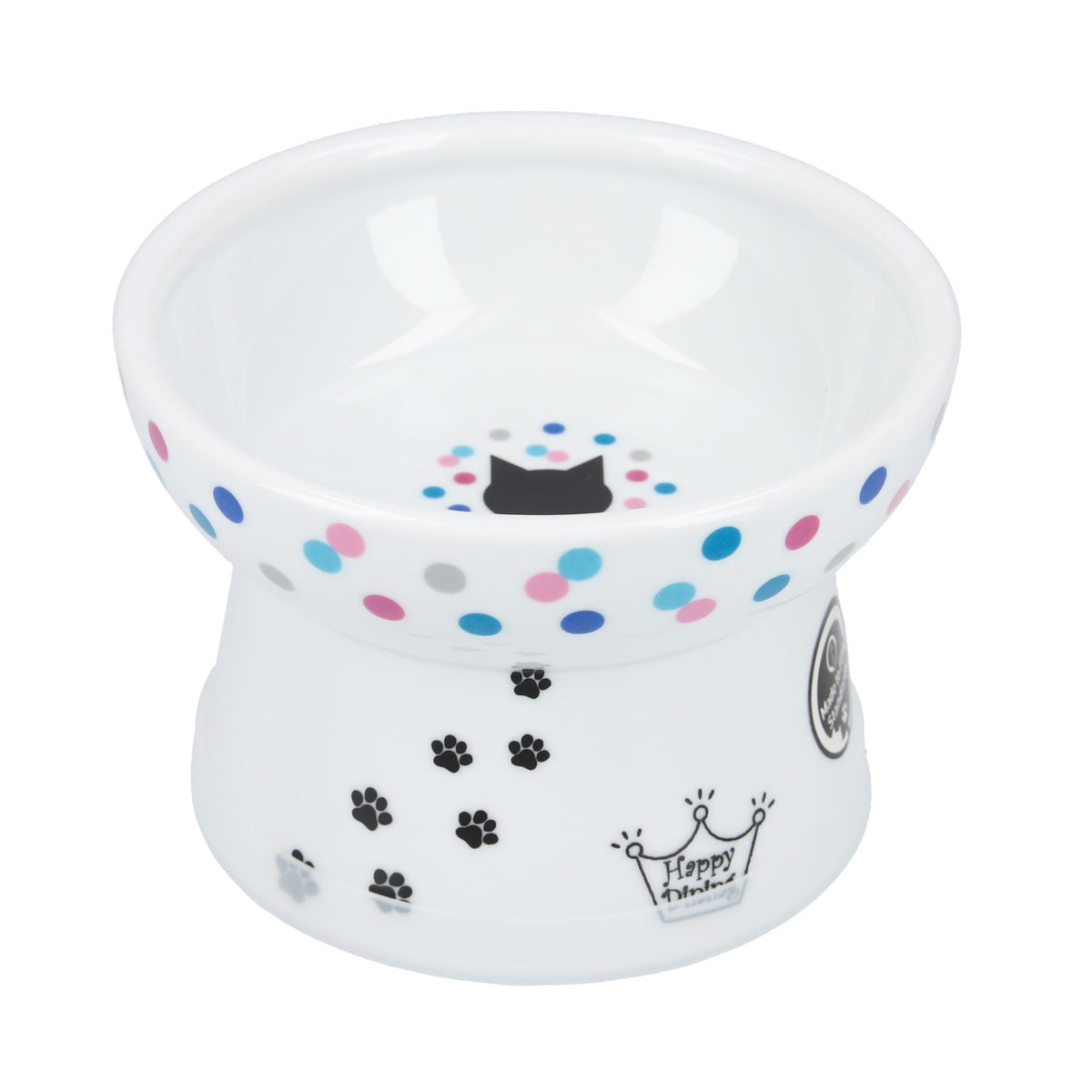 Necoichi cuenco elevado para gatos, puntos coloridos, cómodo para comer y beber