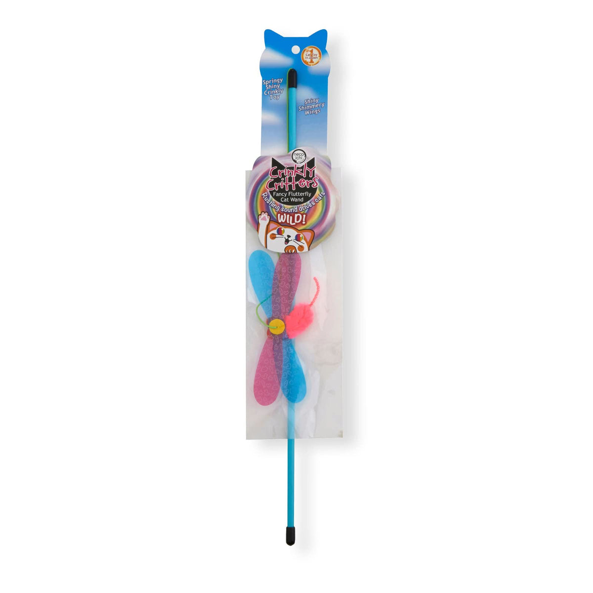 NECOICHI Crinkly Critters: plumas que capturan la atención del gato para juego
