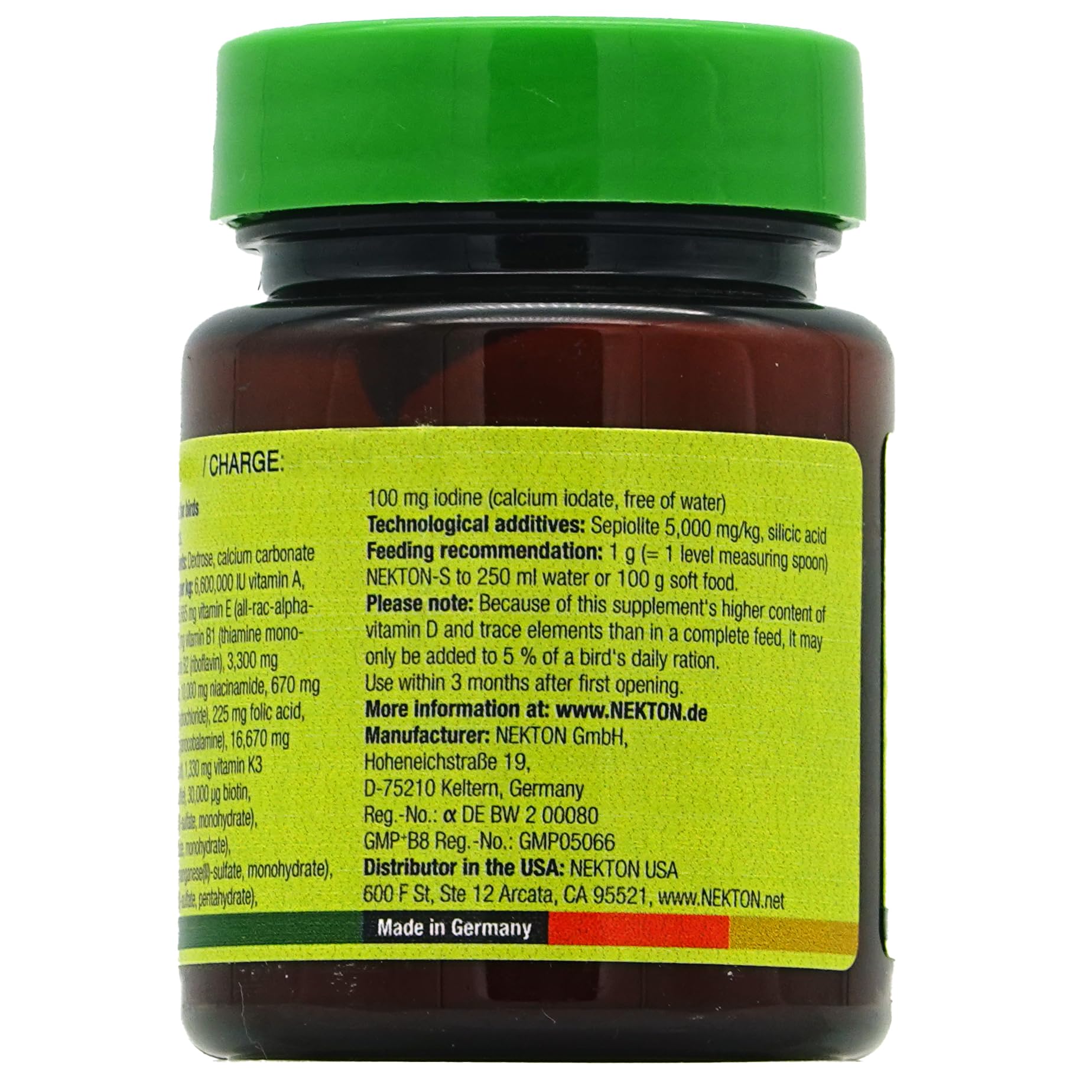 Nekton-S dosis para aves, complemento nutricional