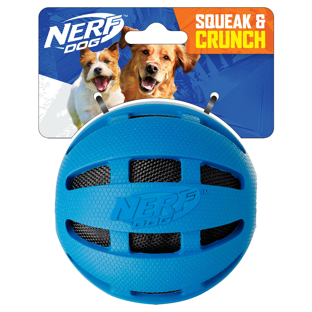 Nerf Dog: bola de goma azul ideal para mordida y juego interactivo.