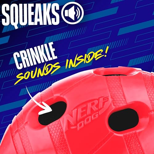 Nerf Dog Futbol lateral, 6 pulgadas, visible desde un costado para seguimiento.