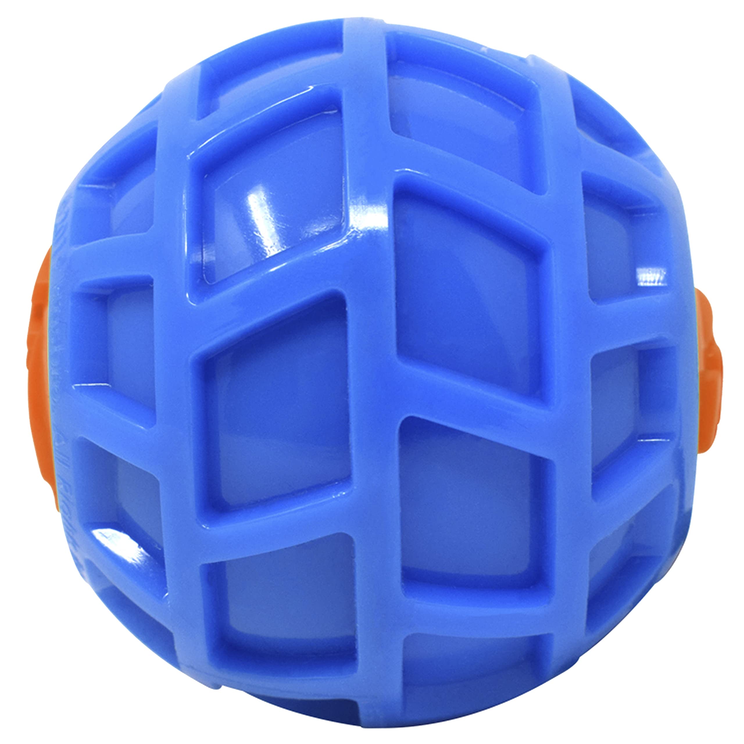 Nerf Dog juguete-exterior-bola-squeak-4in-azul-naranja: ideal para parque y patio.