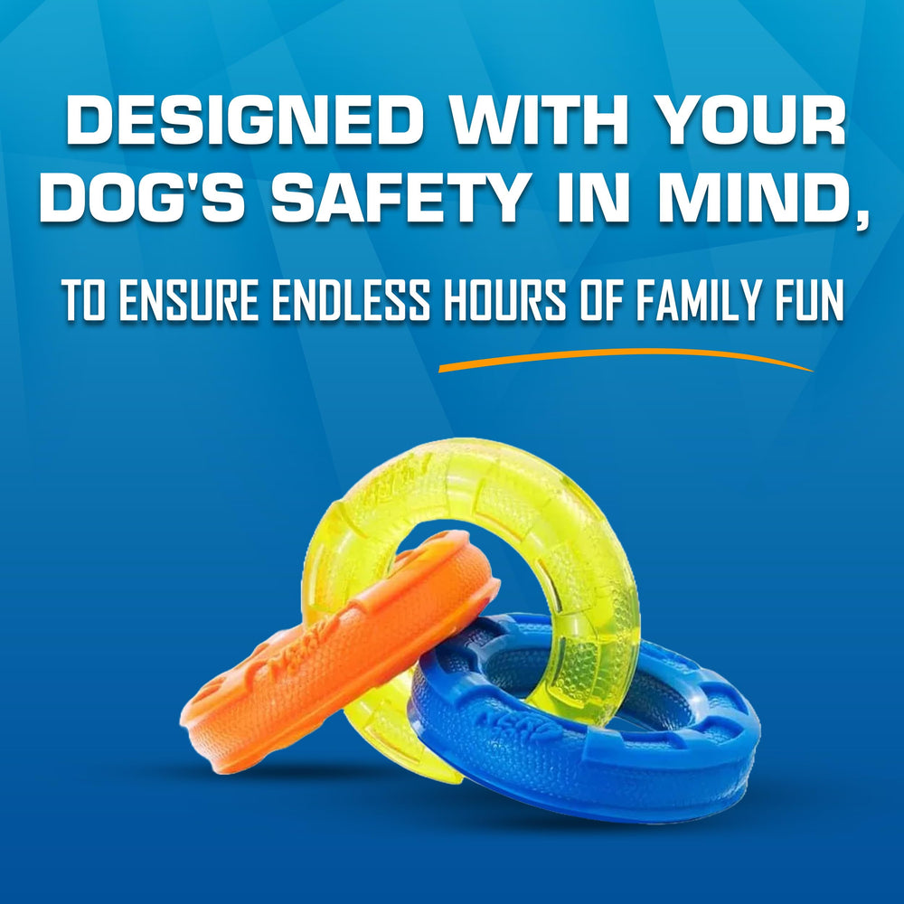 Nerf Dog para perros pequeños, ligero y fomenta la interacción segura.