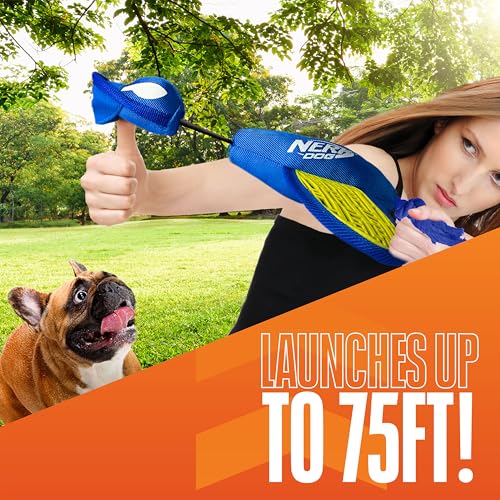 Nerf Dog nylon patito lanzador alcance de hasta 75 pies para espacios grandes.