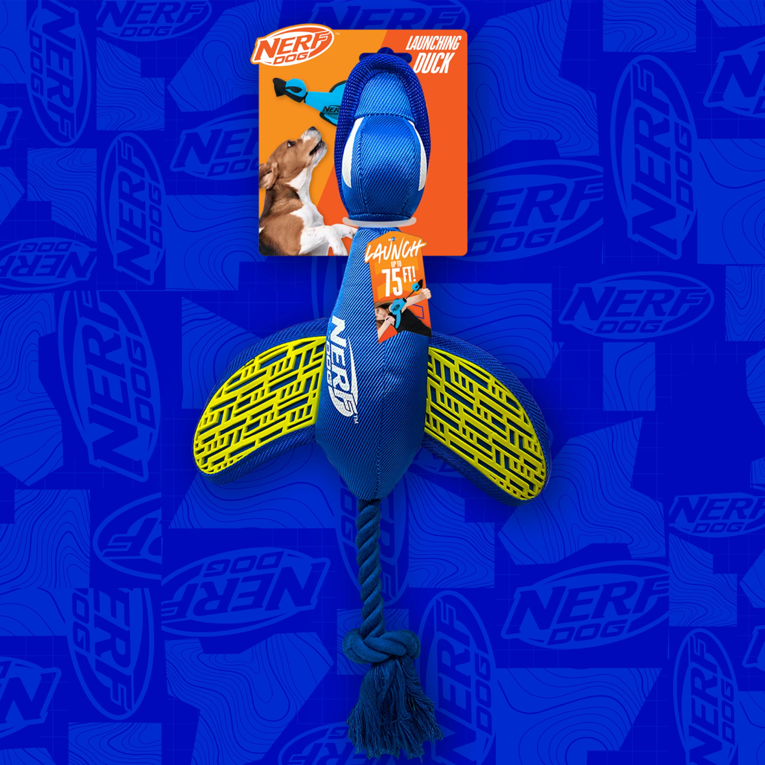 Nerf Dog patito lanzador con materiales de calidad para juego duradero.