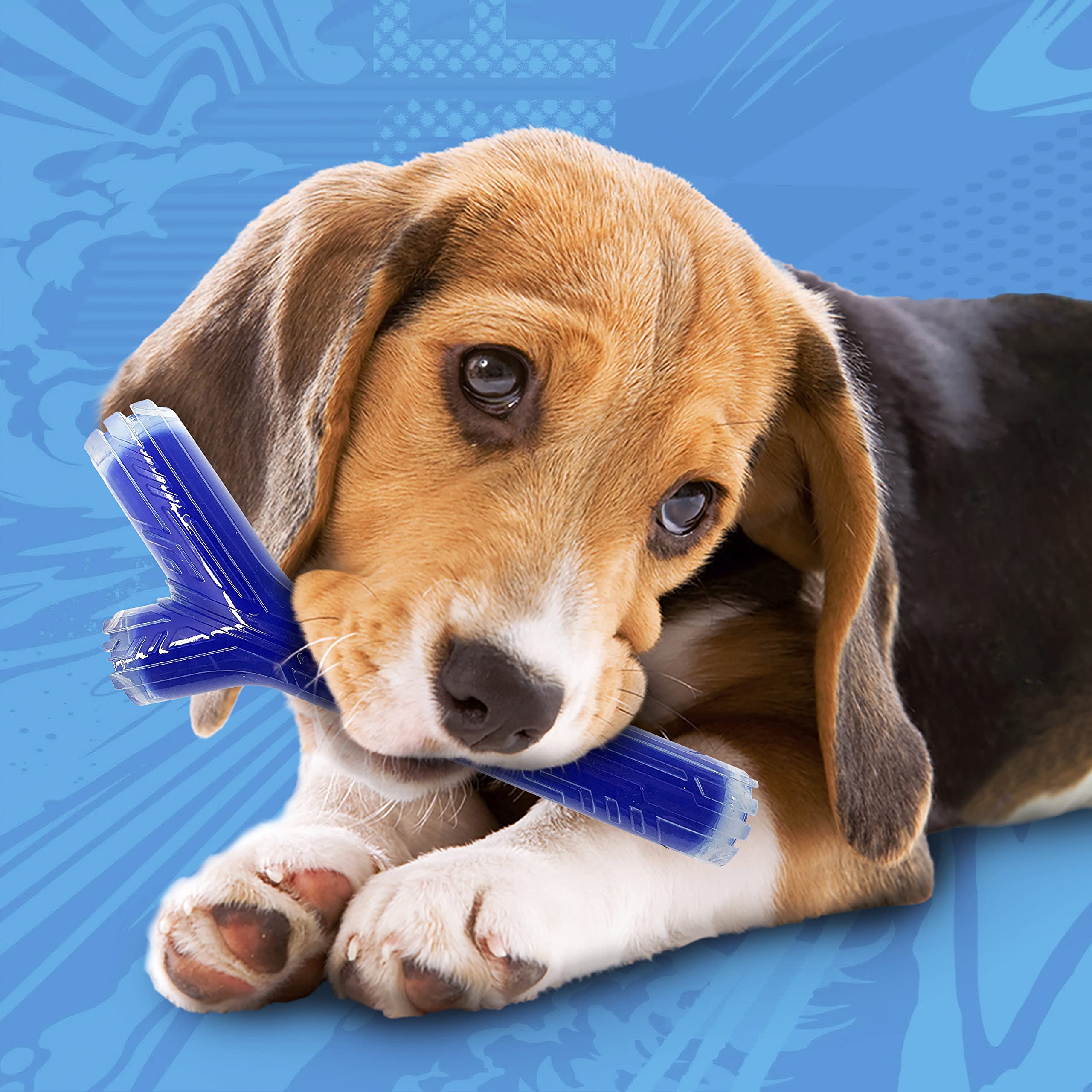 Nerf Dog palo aromatizado con TPR/PP para mordidas seguras y duraderas.