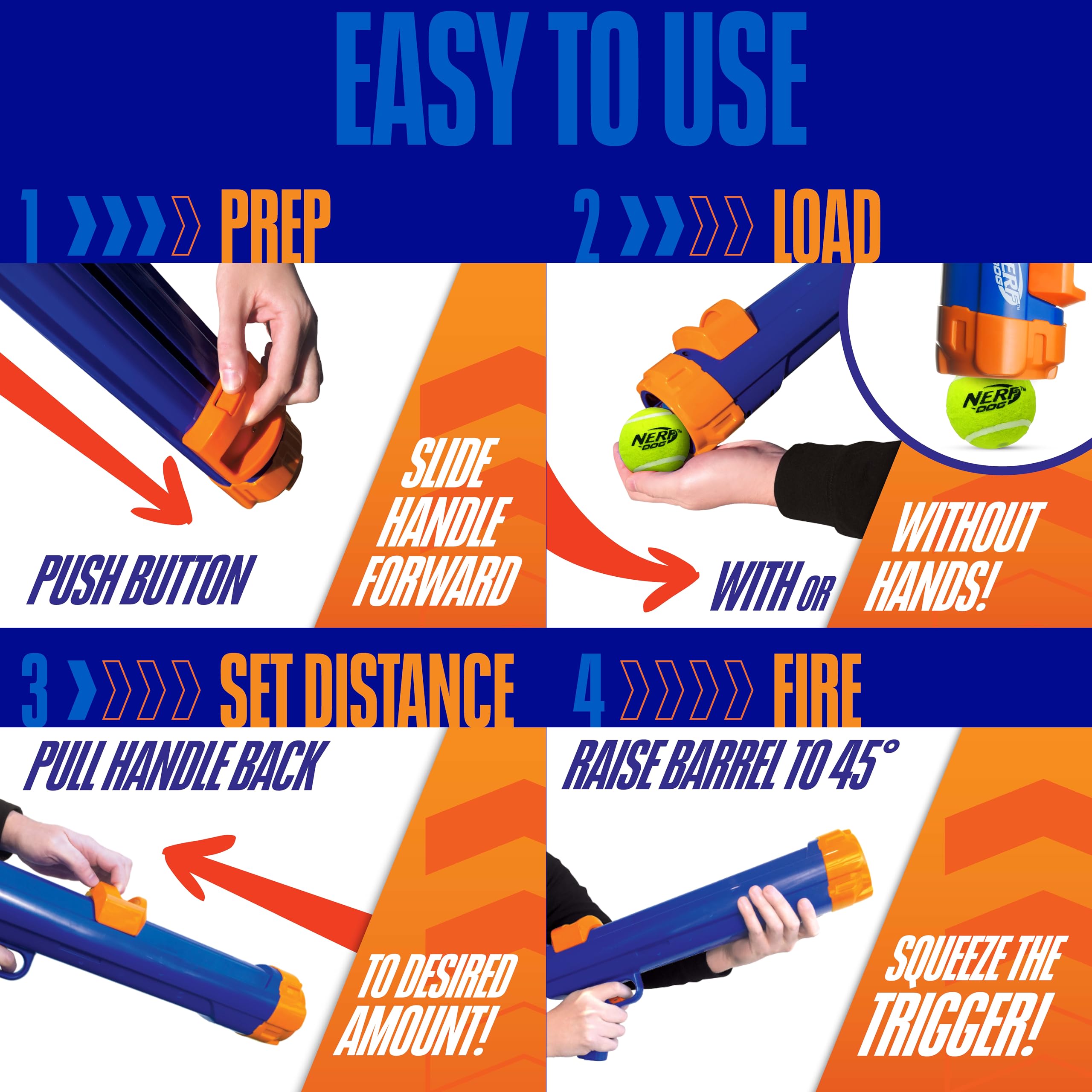 Nerf Dog Tennis Ball Blaster usa pelota estándar de 2.5 pulgadas