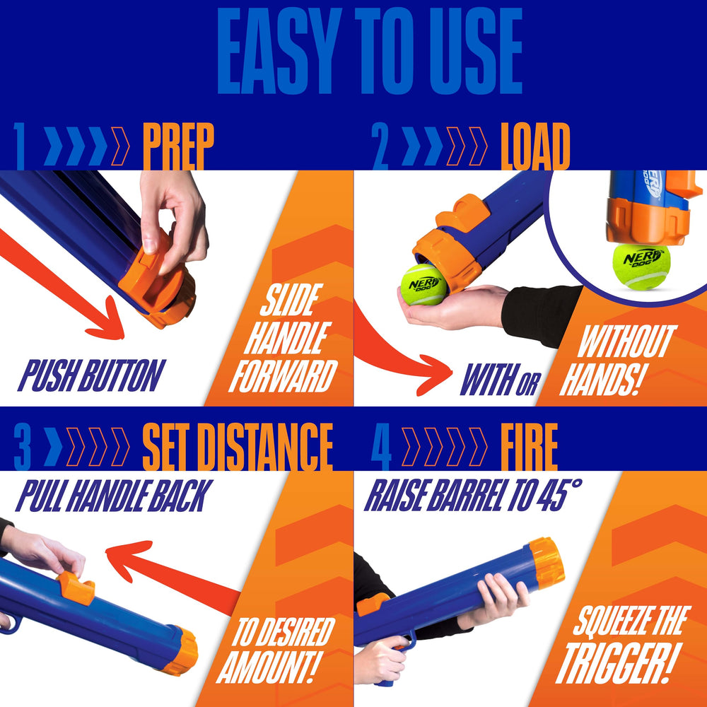 Nerf Dog Tennis Ball Blaster usa pelota estándar de 2.5 pulgadas