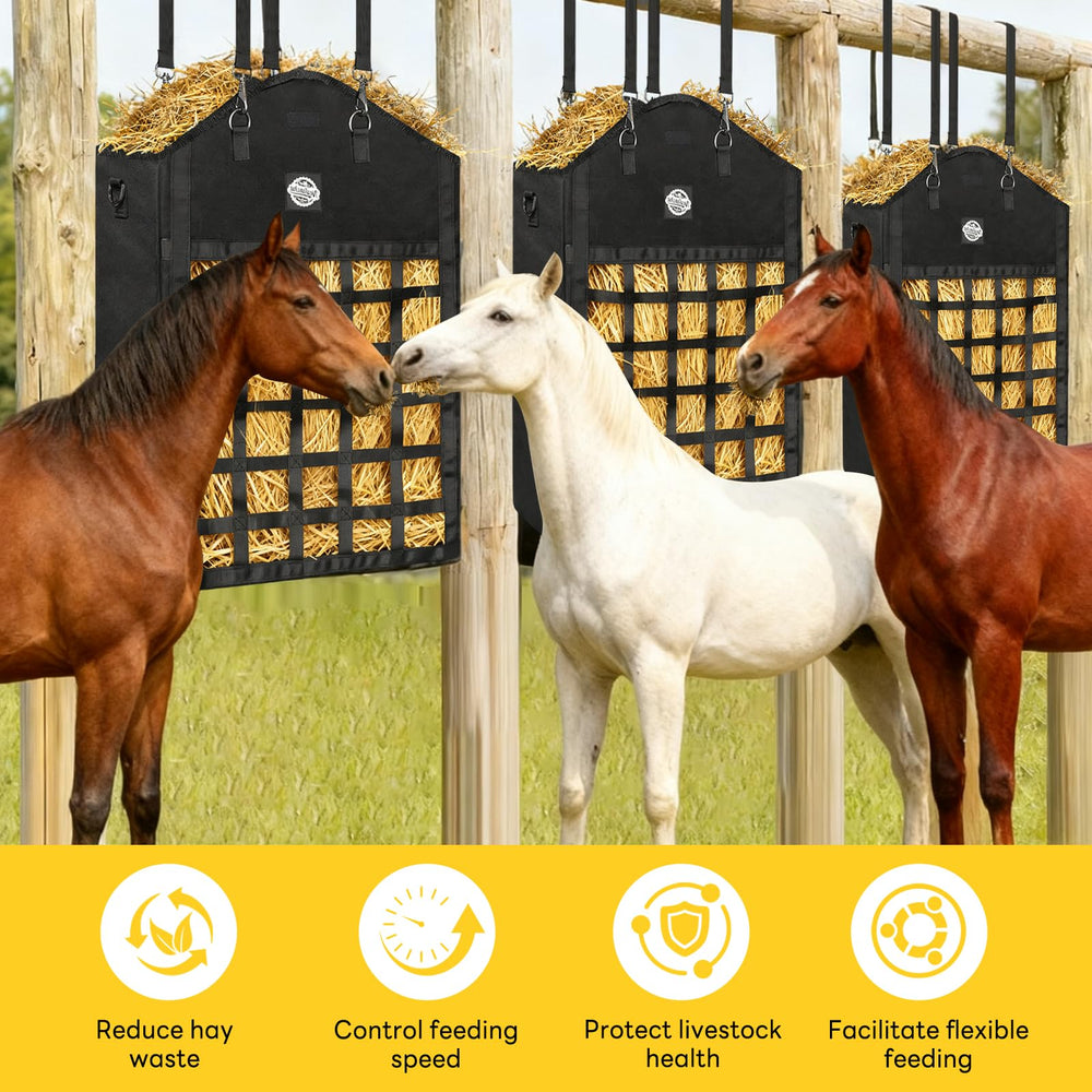 Nesfanchu bolsa heno caballo, correas dobles para colgar estable.
