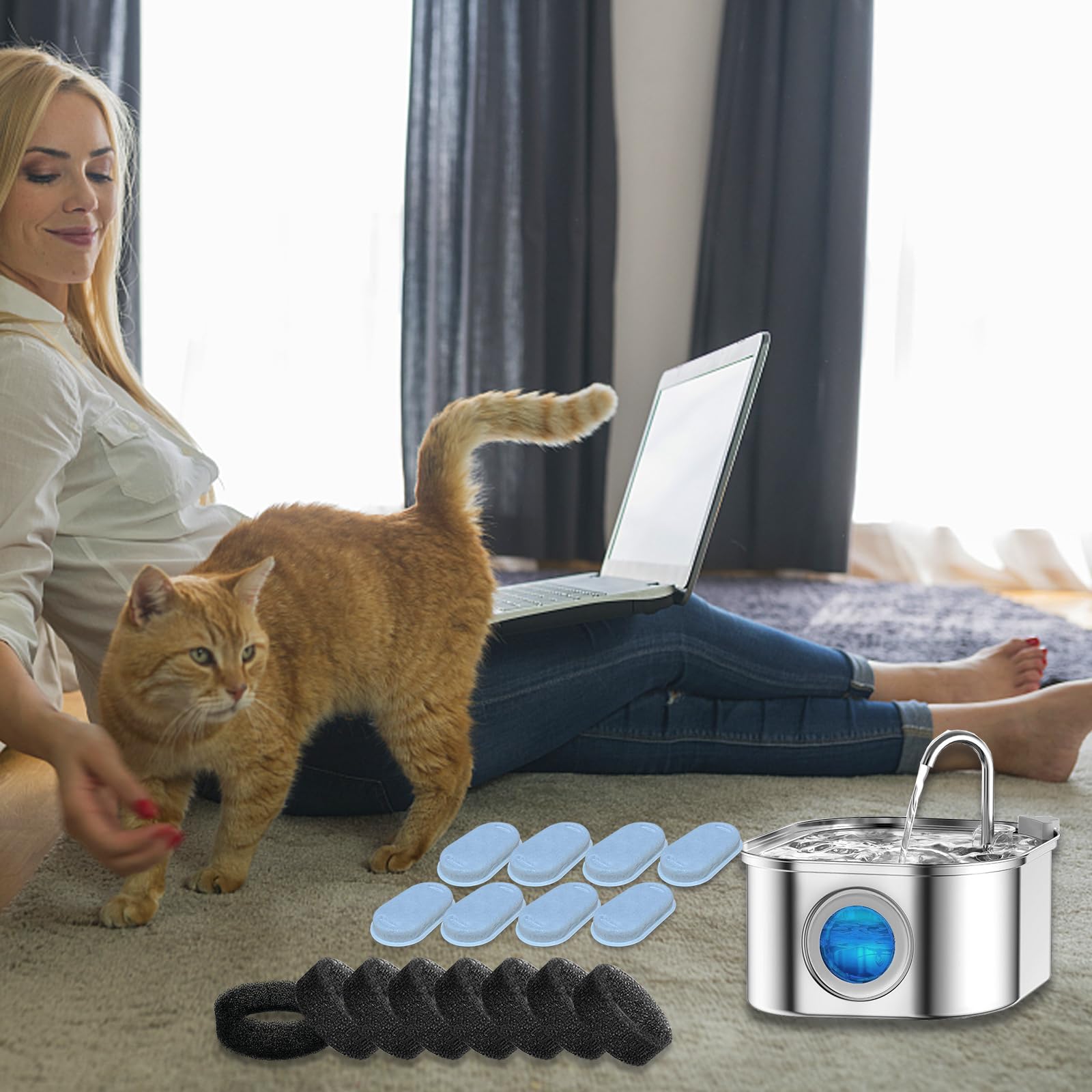 Empaque de 8 filtros y 8 esponjas para múltiples mascotas por NeucomBBT.